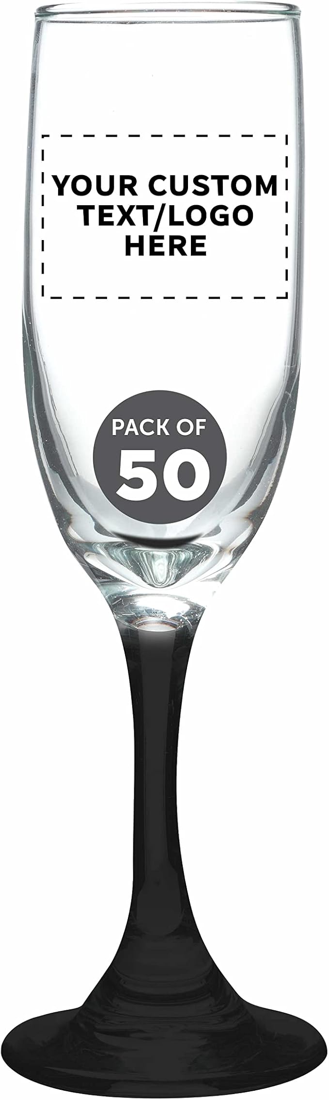 DISCOUNT PROMOS Custom Premiere Champagne Flutes 6.25 oz. Set of 50, by DISCOUNTPROMOS