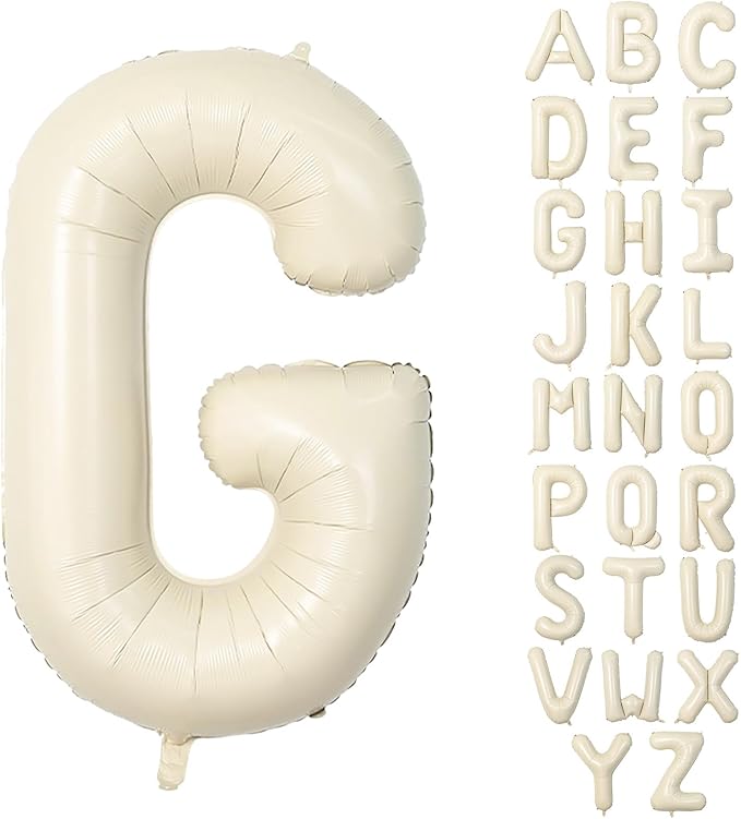40 Inch Letter Balloons G, Big Custom A-Z Alphabet Foil Name Balloon Cream White by KAINSY