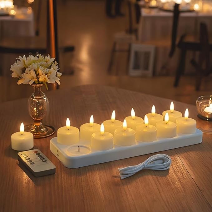 Rechargeable LED Tea Lights, Flickering Flameless Candles - Image 4