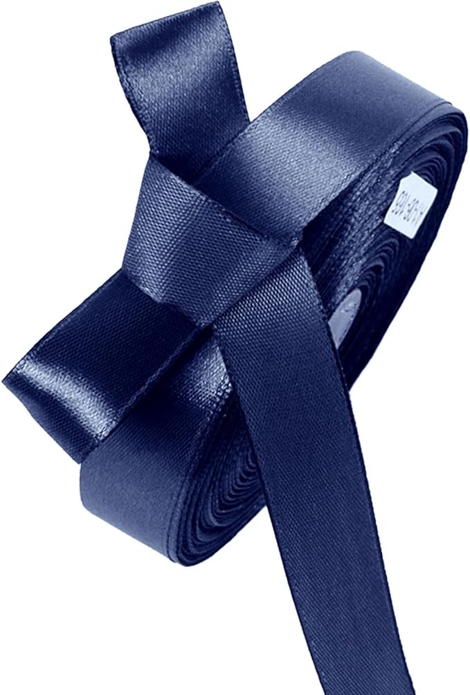 5/8 Inch Navy Blue Satin Ribbon 50 Yards Solid Fabric Ribbons by Celadora