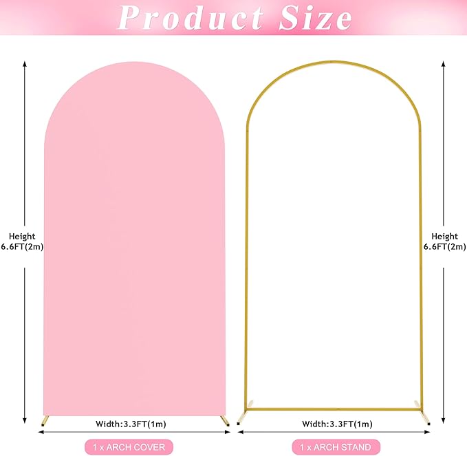 Wokceer 6.6 FT Wedding Arch Stand and Arch Cover, Metal Arch Stand - Image 2