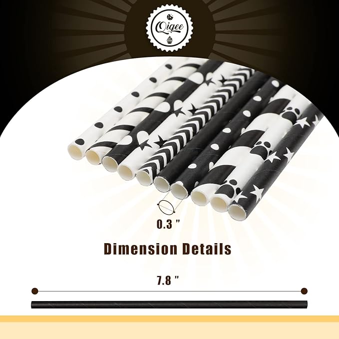 qiqee Black Paper Straws 150pcs Disposable Straws Bulk - Image 5