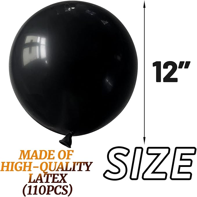 110pcs Black Balloon 12 inch - Image 2