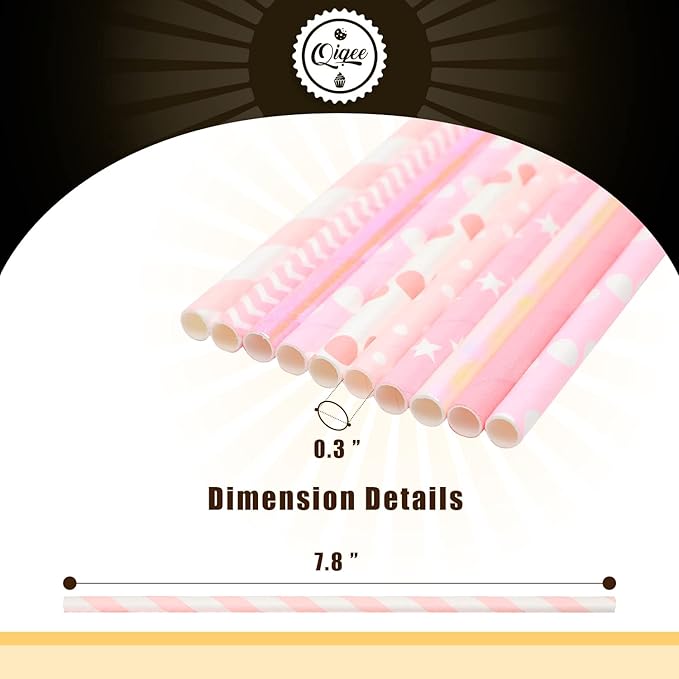 Pink Paper Straws 150pcs Disposable Straws Bulk qiqee - Image 5