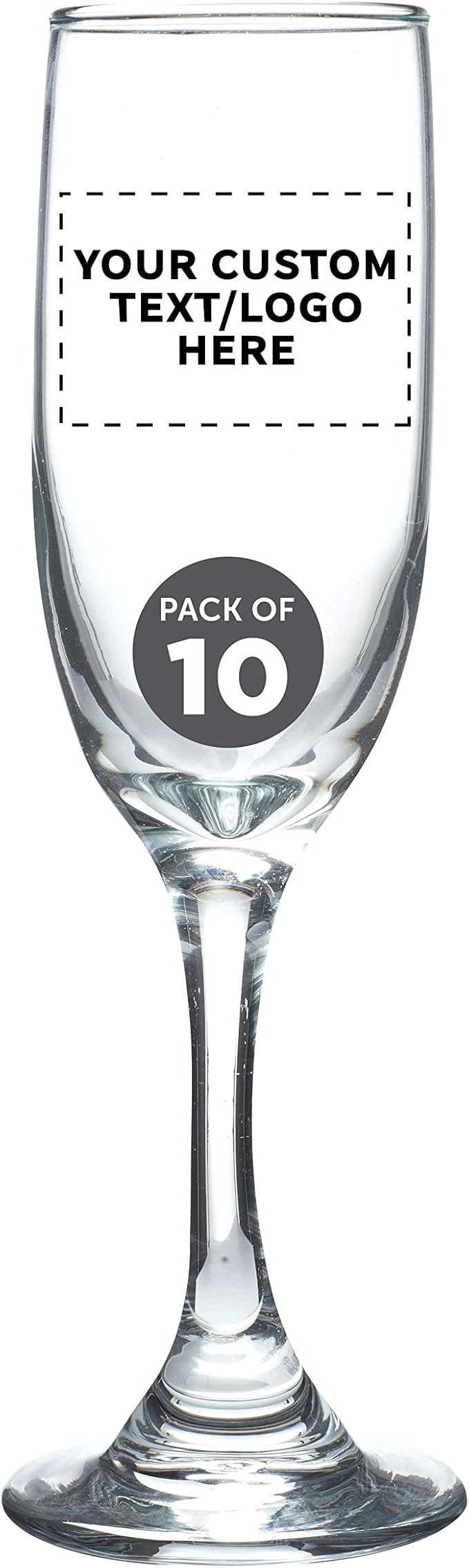DISCOUNT PROMOS Custom Premiere Champagne Flutes 6.25 oz. Set of 10, by DISCOUNTPROMOS