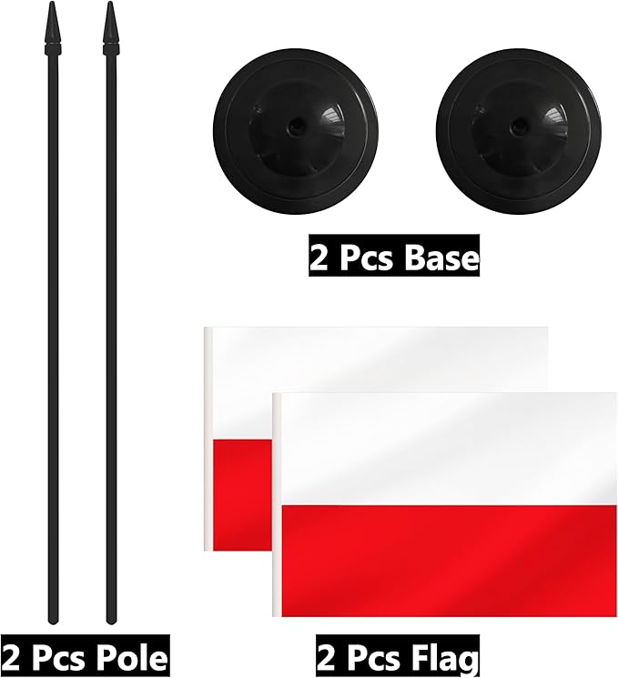 2 Pack Poland Desk Flag Set, Polish Desktop Small Miniature Table Office Flag - Image 6