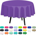 QIKSION Purple Round Tablecloth 12 Pack, 84 Inch Plastic Table Cover Disposable by QIKSION