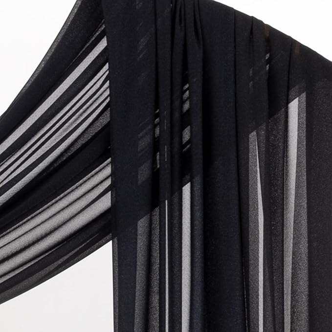 Socomi Black Sheer Gothic Wedding Draping Fabric 29" x 20Ft 4 Panel Outdoor - Image 5