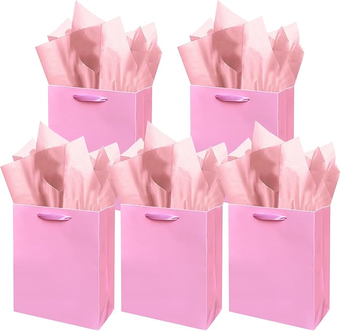 Gcardist Pink Gift Bags with Tissue Paper by Gcardist
