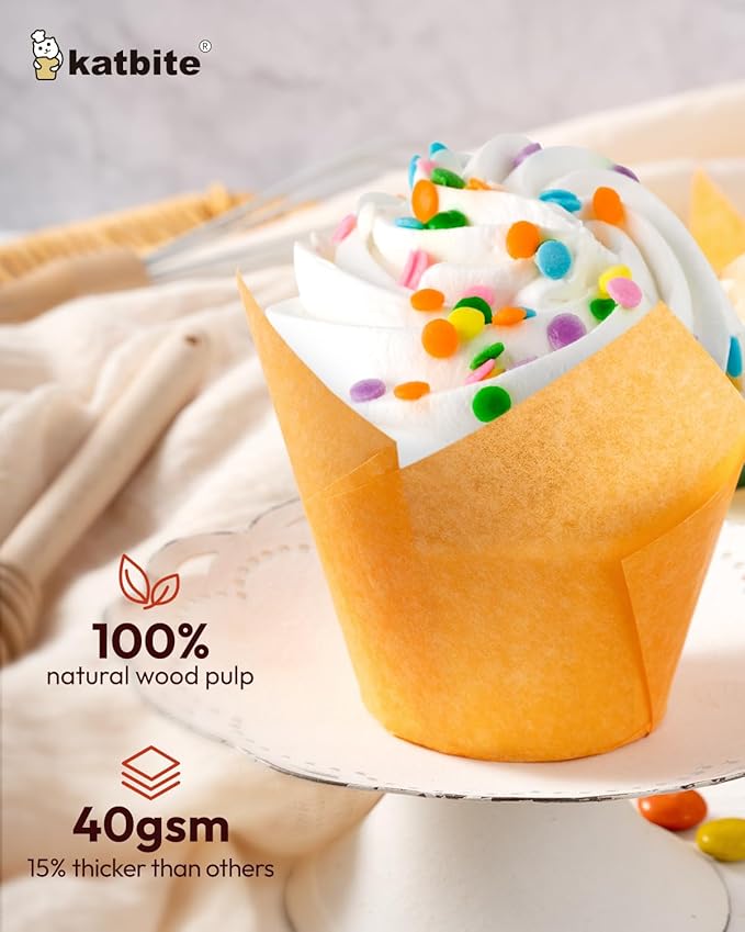 Katbite Tulip Cupcake Liners 200PCS, Muffin Liners Baking Cups, Cupcake Wrapper - Image 4
