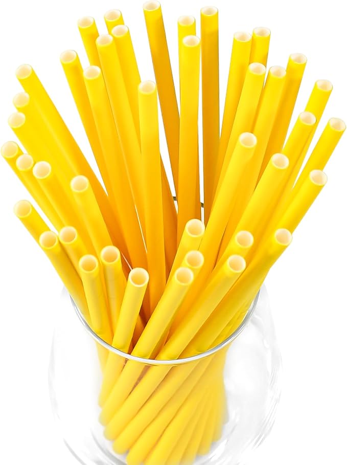 Solid Yellow Disposable Paper Drinking Straws 7.75 inch 100 Counts - Image 2