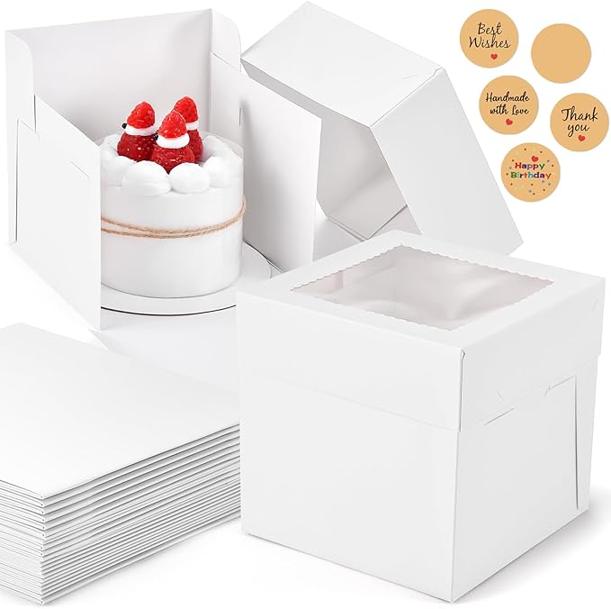 12Pcs 6x6x6 Inches Mini Cake Boxes, Small Cake Containers by DOYIDE