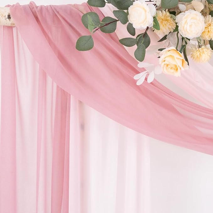 Socomi Wedding Arch Draping Fabric 29" x 20Ft 2 Panels Dusty Rose and Blush - Image 4