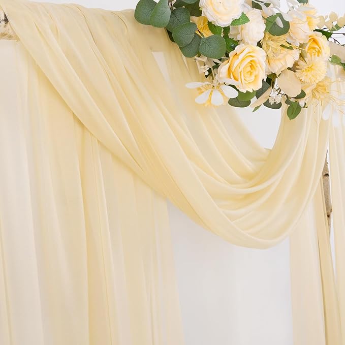 Socomi Champagne Sheer Wedding Arch Draping Fabric 29" x 20Ft 1 Panel Outdoor - Image 4