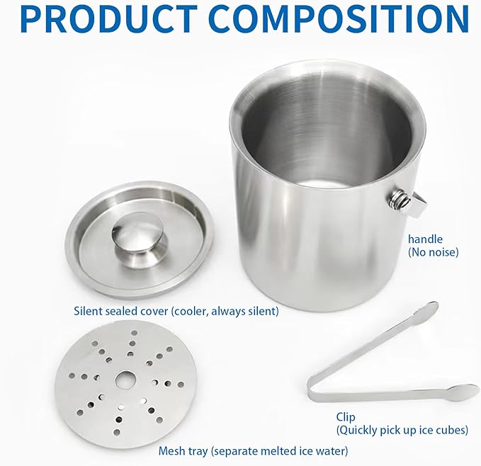 3L Stainless Steel Double-Wall Insulated Ice Bucket - Image 7