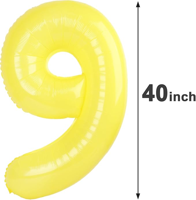 Macaron Yellow Number Balloon 9 - Image 2