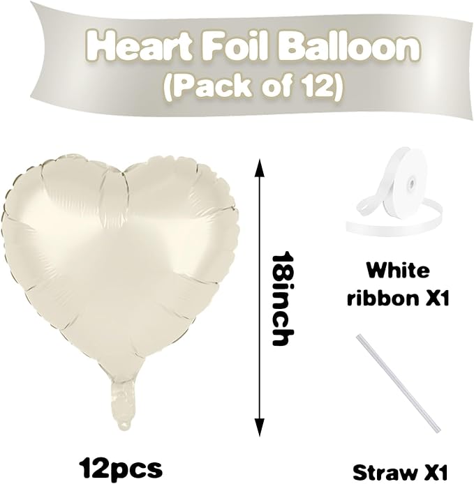Cream Heart Balloons - Image 2