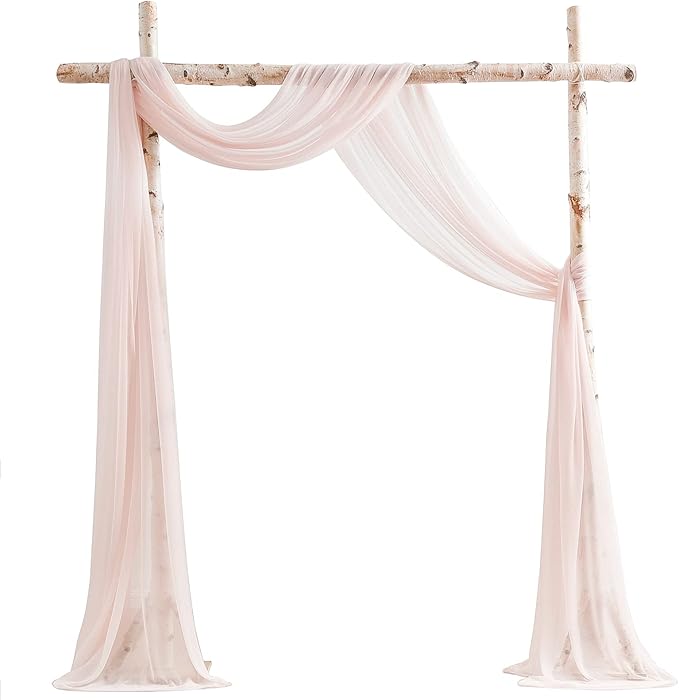 Floroom Wedding Arch Draping Fabric 2 Panels 20Ft Blush Chiffon Fabric Drapes by Floroom