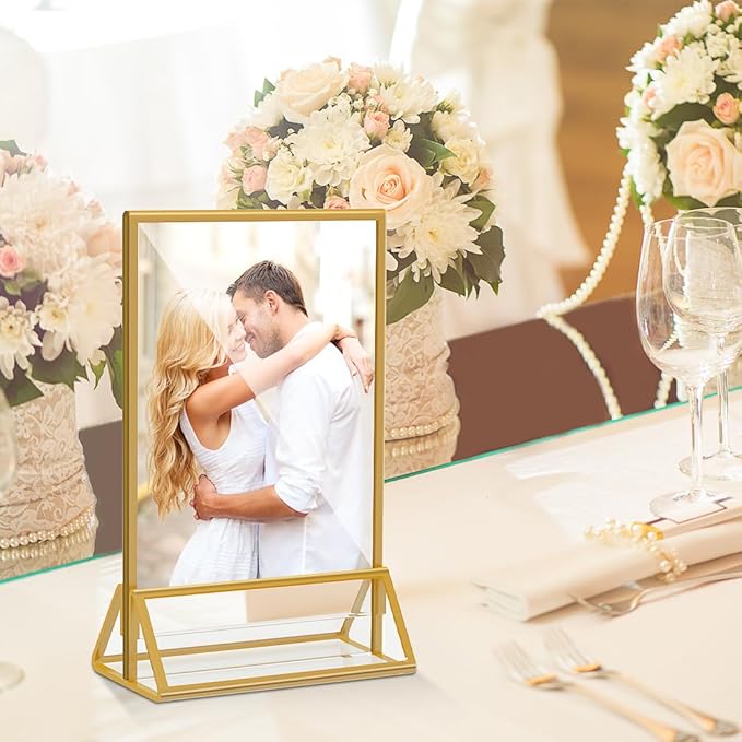 Gold Frames 5x7 Acrylic Sign Holder Double Sided Picture Frames - Image 5