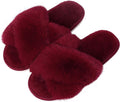 Evshine Women's Fuzzy Slippers Cross Band Memory Foam House Slippers Open Toe by Evshine