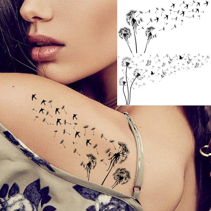 13 Sheets Beautiful Dandelion Temporary Tattoos - Image 5