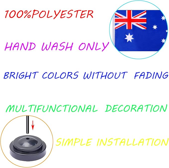 WXTWK 2 Pack Australia Flag Australia Deluxe Desk Flag Set - Image 4