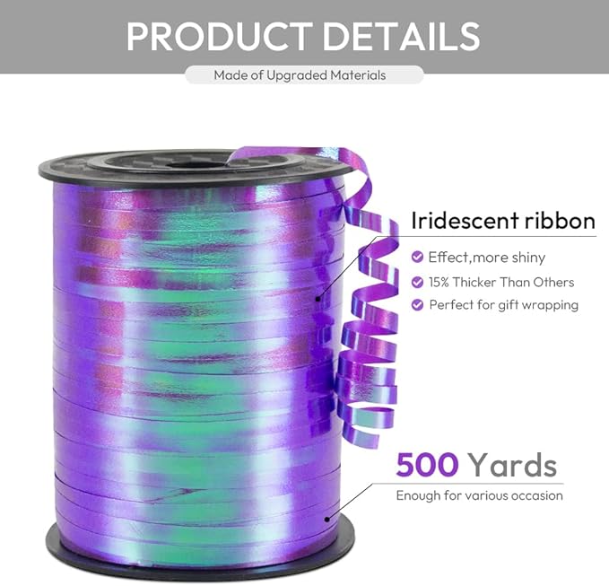 KMER LIFE Purple Gradient Curling Ribbon, 1/5" Wide x 500 Yards Christmas - Image 2