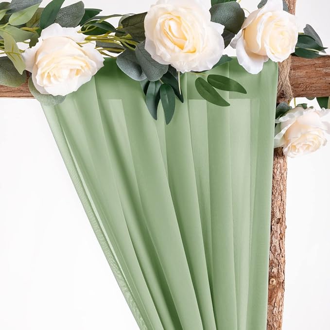 Socomi Wedding Arch Draping Fabric 1 Panel 29" x 19Ft Sage Green Sheer Chiffon - Image 5