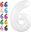 White 40 Inch Mylar Foil Number 6 Balloon, Birthday Digital Balloons by Upgesy
