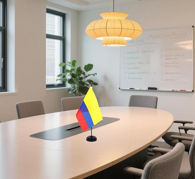 Colombian Desk Flag 12" Solid Pole Deluxe Set Colombiana Flags Banner Mini - Image 6