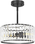 Black 3 Light Crystal Chandelier, Modern Dining Room Light Fixture over Table by Unknown