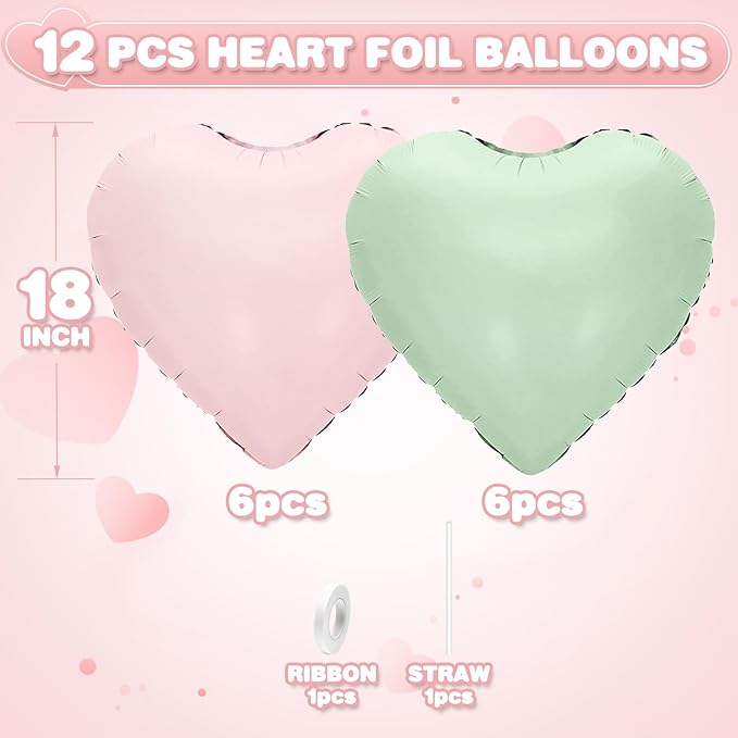Pink Green Heart Balloons - Image 2