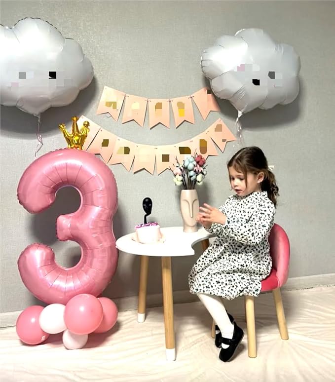 Large 40 Inch Pink Crown 3 Number Balloon, 3 13 23 30 33 36 38 Pink Crown - Image 4