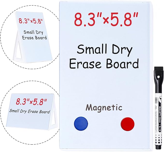 2 pcs Magnetic Dry Erase Board White Board, 8.3'' x 5.8'', Small Stand-Up or by SENWHAL