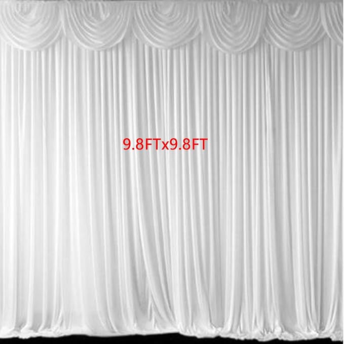 MYOYAY Luxury Ice Silk Backdrop Curtains 10x10ft Wedding Stage Backdrop Drapes - Image 2