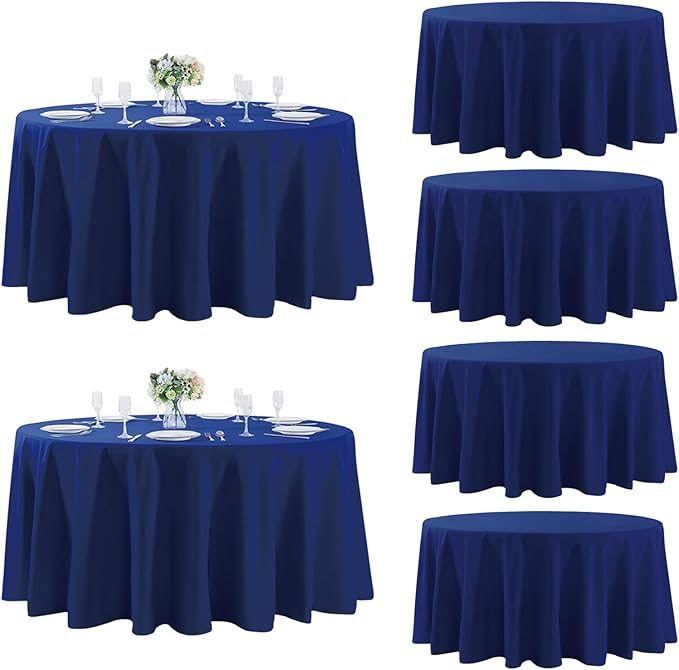 Fokitut 6 Pack Round Tablecloth, 108 Inch, Stain Resistant and Wrinkle by Fokitut