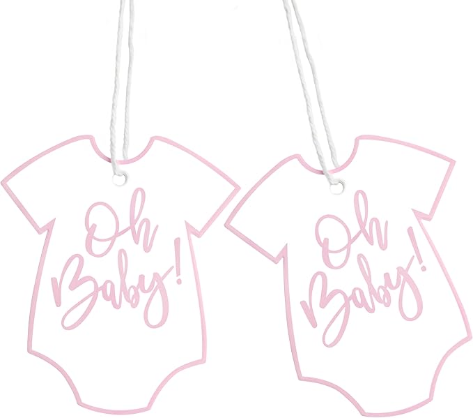 100Pcs Gift Tags with String Pink Baby Clothes Oh Baby Sign Large Gift Tags by ASYEHJNR