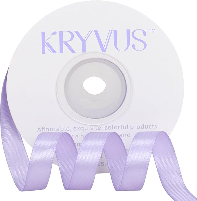Lavender Satin Ribbon 3/8 inch X Continuous 25 Yards, Single Face Polyester by Kryvusribbon