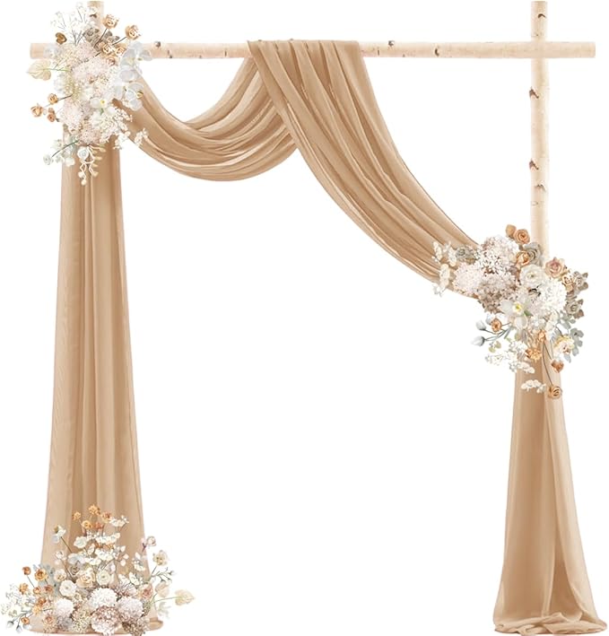 Nude Wedding Arch Draping Fabric 2 Panels 29" x 20 FT Coffee Drapes - Image 2