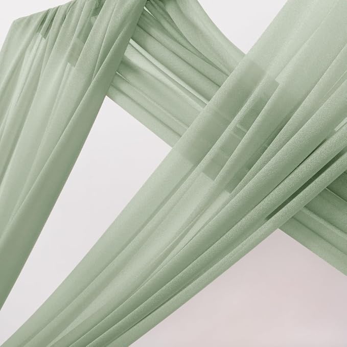 MLMC Sage Green Wedding Arch Draping Fabric 2 Panels 29" x 20 FT Extra Long - Image 3