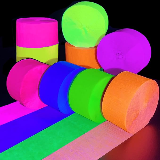 2016 feet Glow Party Neon Streamer Decorations Glow Crepe Paper Streamers UV by WELITTCON