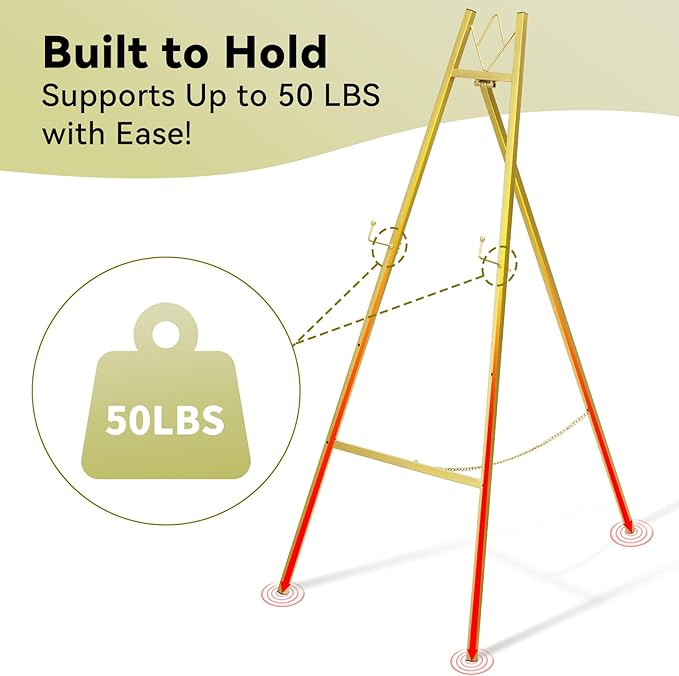 GRENTY 2 Pack Gold Easel Stand for Wedding Signs – No Assembly Needed, Heavy - Image 6