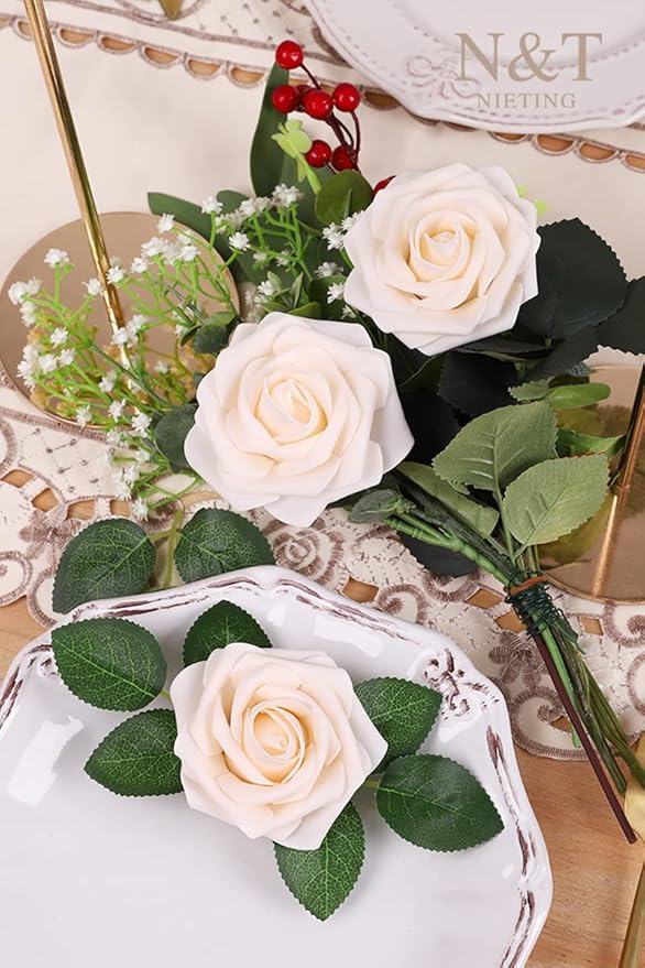 N&T NIETING Artificial Flowers, Cream Roses - Image 6
