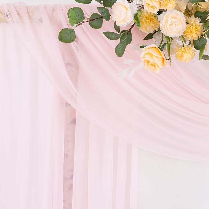 Socomi Blush Pink Wedding Arch Draping Fabric 29" x 20Ft 2 Panels Sheer Outdoor - Image 4