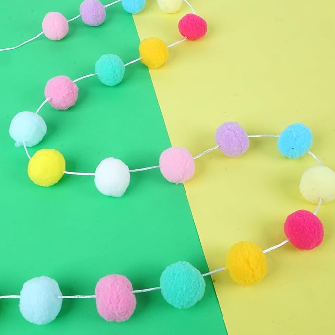 TBD Decor 2pk Pom Pom Garland Easter Decorations 13FT Colorful Large Felt Ball - Image 3