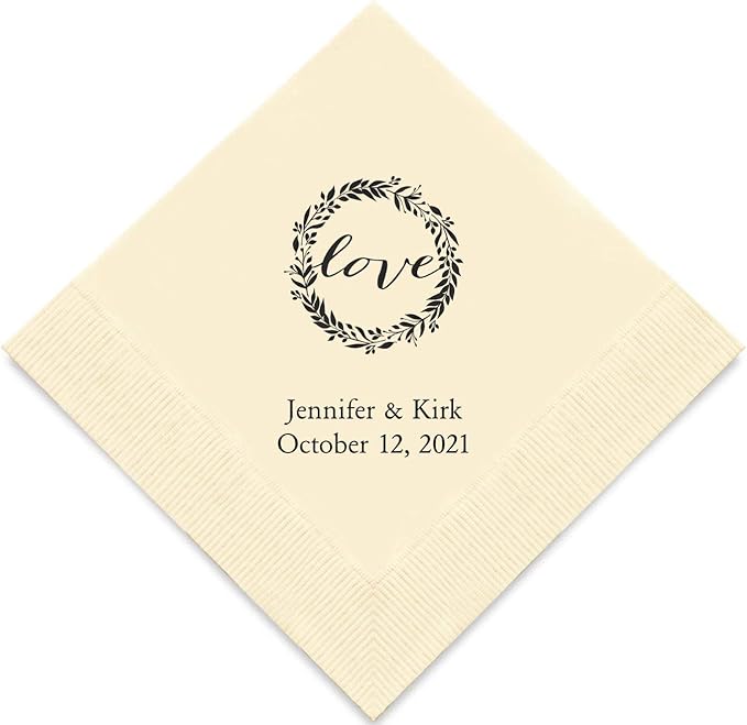 Weddingstar Personalized Printed Paper Napkins 3-Ply 50 Pack by WEDDINGSTAR
