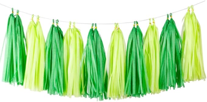 Aimto 20pcs Lime Green and Dark Green Shiny Tassel Garland Banner Tissue Paper by Aimto