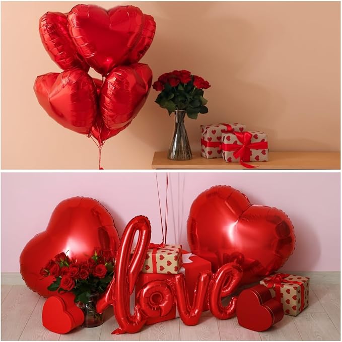 12Pcs Red Heart Balloons, 18 Inch, Love Balloons - Image 6