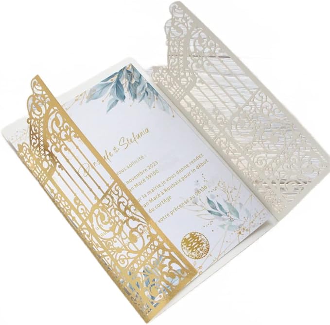 MillaSaw Metallic Gold Gate Invitation by MillaSaw