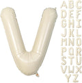 40 Inch Letter Balloons V, Big Custom A-Z Alphabet Foil Name Balloon Cream White by KAINSY
